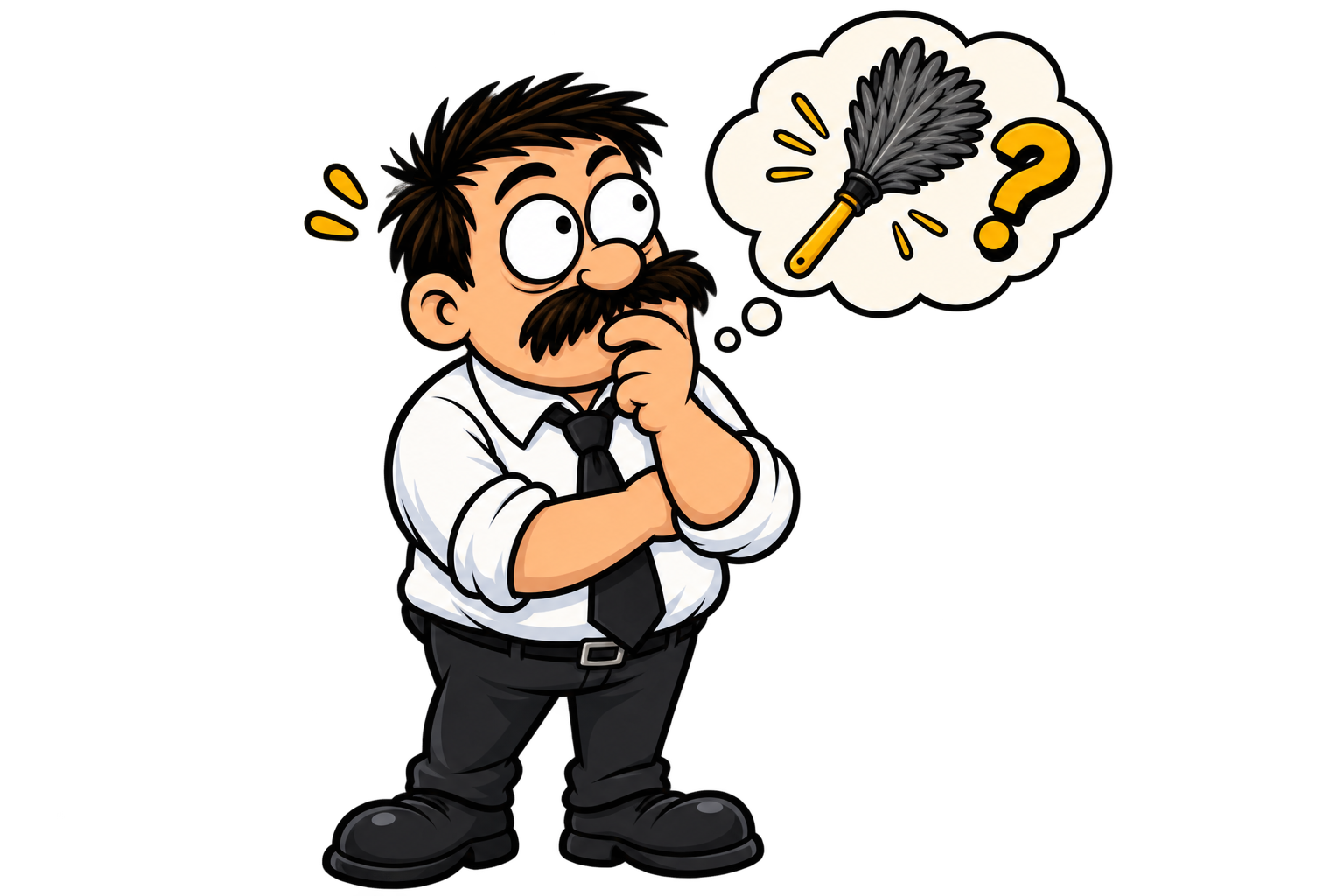 Bill thinking about where the feather duster could be